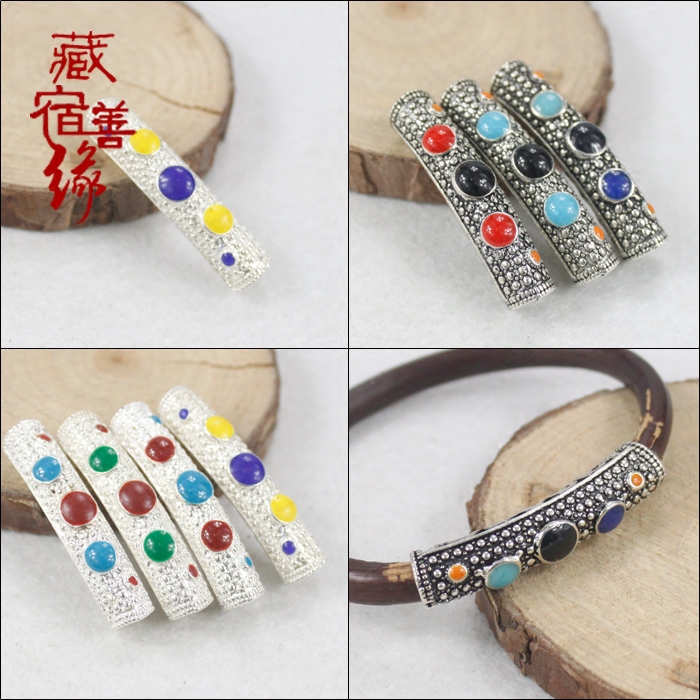 치킨 혈액 덩굴 티베트어 실버 팔꿈치 컬러 오일 떨어지는 6MM 쥬얼리 튜브 커버 DIY 팔찌 액세서리 숨겨진 브레이드 헤어 액세서리