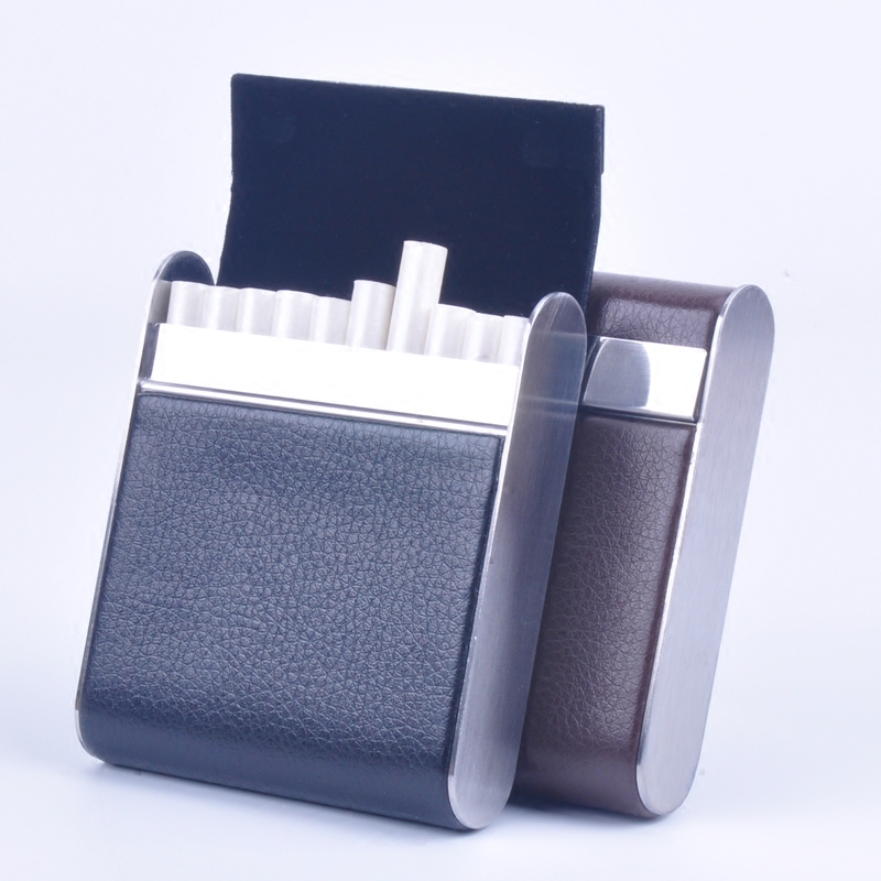 翻盖烟盒真皮礼品烟夹金属