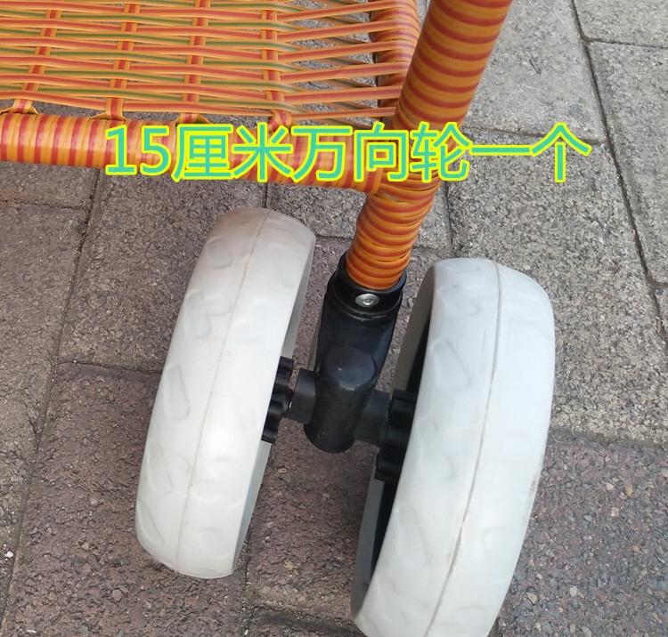 仿藤婴儿手推车车轮配件儿童推车宝宝藤椅静音万向轮带刹车后轮子