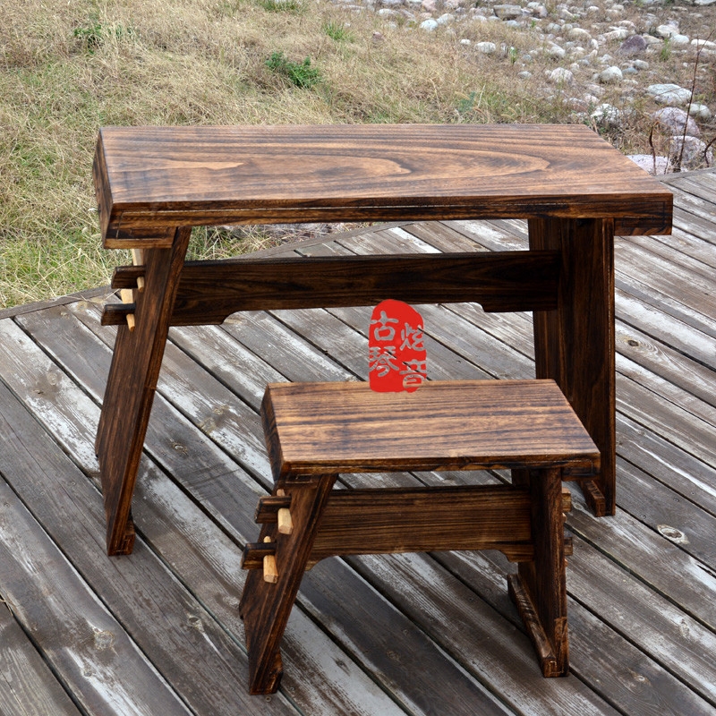 泡桐木古琴桌整套带共鸣箱  可拆卸 实木仿汉琴桌 琴凳