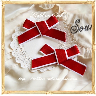 自制日系少女厚实二次元红白系小红帽蝴蝶结可爱发夹边夹对夹头饰