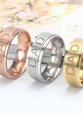 钛钢欧美戒指刻字男士拉丝玫瑰金