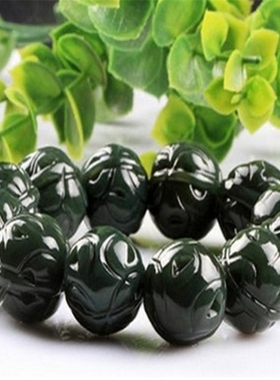 新疆和田玉手链青玉核桃手串玉石圆珠玉珠链新款手珠