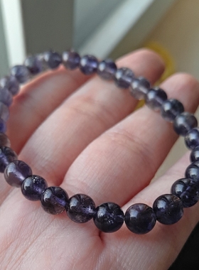 珠宝孤品堇青石猫眼效应手链串