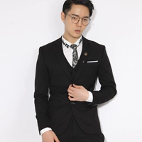 Kawasawa phiên bản net tùy chỉnh màu đen Anh retro phù hợp với ba mảnh phù hợp với phiên bản Hàn Quốc của phù hợp với màu sắc tinh khiết phù hợp với nam - Suit phù hợp áo vest nam đẹp