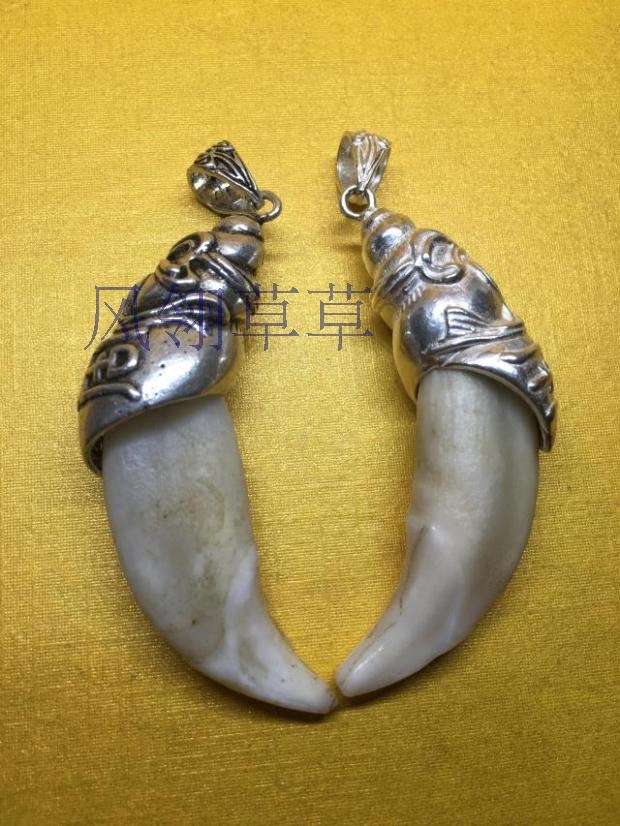 新品特价纯银大号狗牙套包银吊坠送妈妈情侣银饰正品厂家直销