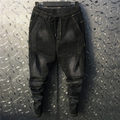 社会青年修身 春季 小脚裤 精神小伙哈伦牛仔裤 韩版 束口铅笔裤 长裤 男