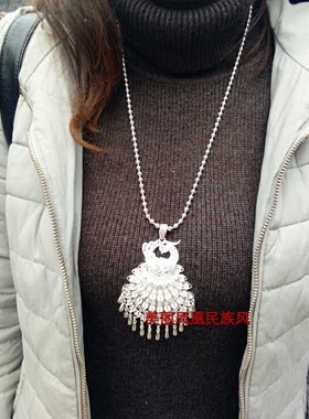 回头长款佛珠纯手工凤凰银色项链