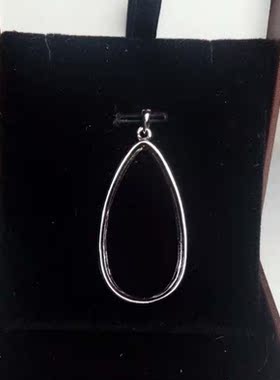 镀白金简单款水滴型diy纯银