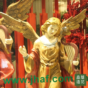 造花圣诞节装饰大彩绘大型天G使套装圣诞装饰用品场景布置