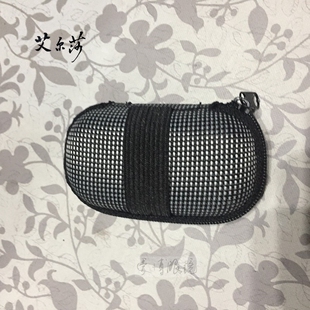 折叠拉链盒 老花镜盒子 可穿皮带便携眼镜盒 折叠布盒 老人眼镜盒