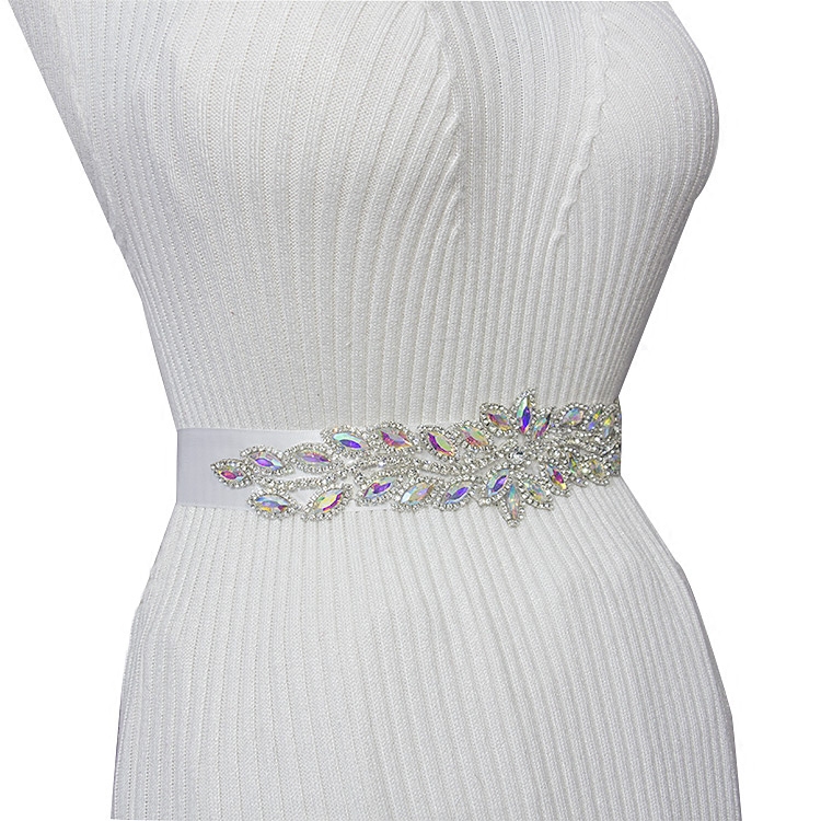 ab彩色水晶新娘婚纱水钻腰带装饰舞台服装腰封礼服连衣裙丝带绑带