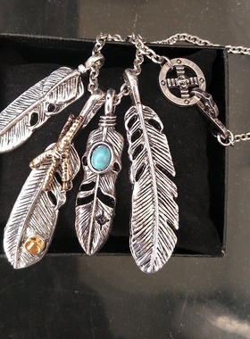 好看项链男女情侣羽毛潮牌叶子鹰爪复刻日系高桥吾款时尚包邮吊坠