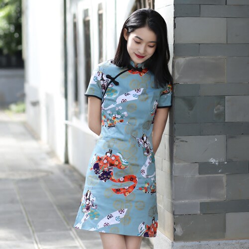 仕女图显瘦小清新裙子夏季旗袍