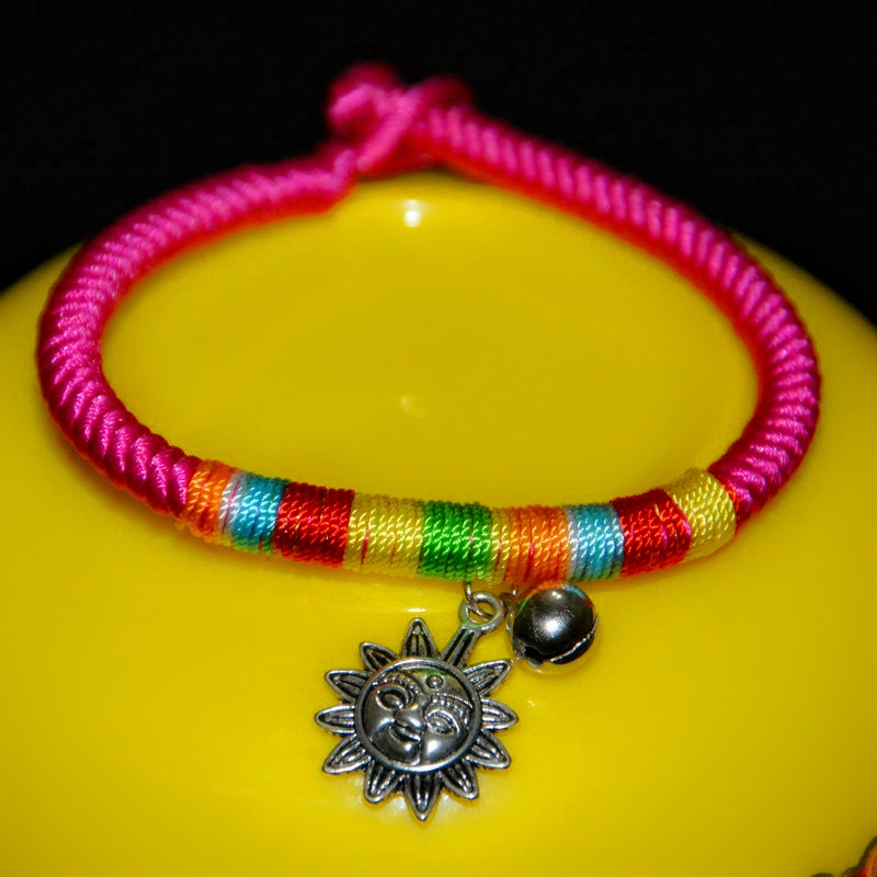 女款手链饰品配饰 云南民族风DIY七彩蜡绳编织女生公司年货小礼品