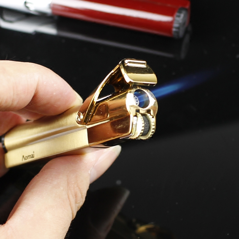 奥麦Aomai直冲定火 防风打火机创意礼品砂轮蓝火个性薄刻字送礼物