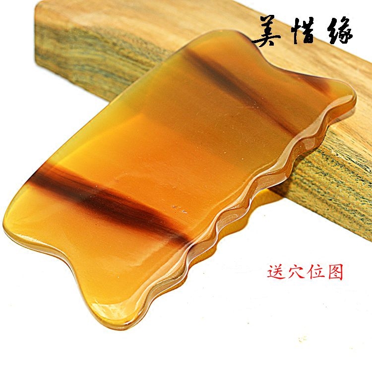 精品正品天然黄牛角刮痧板 按摩片肩颈腰背部经络刮沙板 波浪形