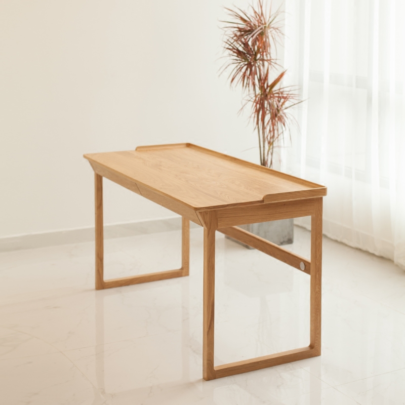 吾舍wushe实木书桌 电脑桌简约现代家用北欧卧室白橡写字台梳妆台