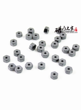 无磁性黑胆石六角形隔珠隔片 佛珠念珠隔珠配件散珠 DIY石头配件