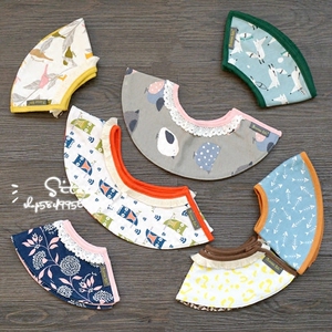 韩国360度圆形婴儿纯棉围嘴宝宝口水巾婴儿造型围兜配饰饭兜假领