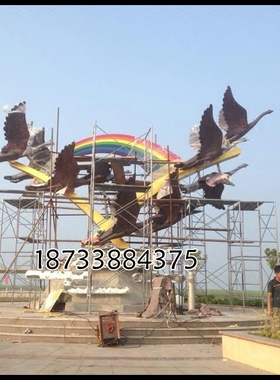 飞鸟大型不锈钢校园雕塑摆件定制