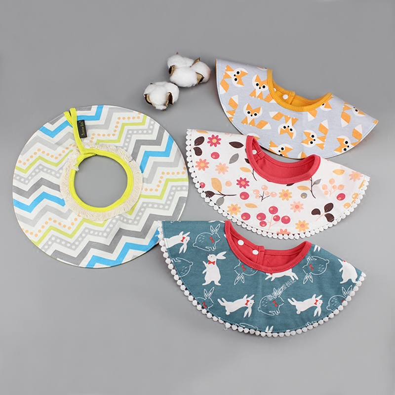 儿童360度围嘴防水口水巾婴幼儿旋转男女童纯棉秋冬口水兜3件包邮