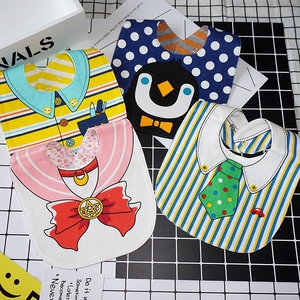 婴儿新生儿纯棉防水口水巾双面可用卡通造型宝宝围兜饭兜小围嘴