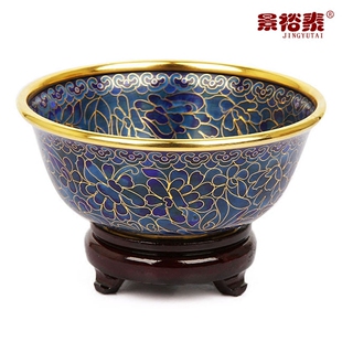 特色传统工艺景泰蓝5寸金碗铜胎掐丝珐琅家居外事商务礼品 蓝色