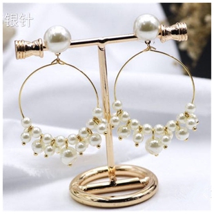 韩国气质个性 珍珠流苏大圈圈耳环女复古夸张耳坠925银针耳饰品ins