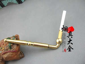 叶子烟纯铜 一口香 烟袋锅旱烟袋 黄铜烟锅卷烟烟斗