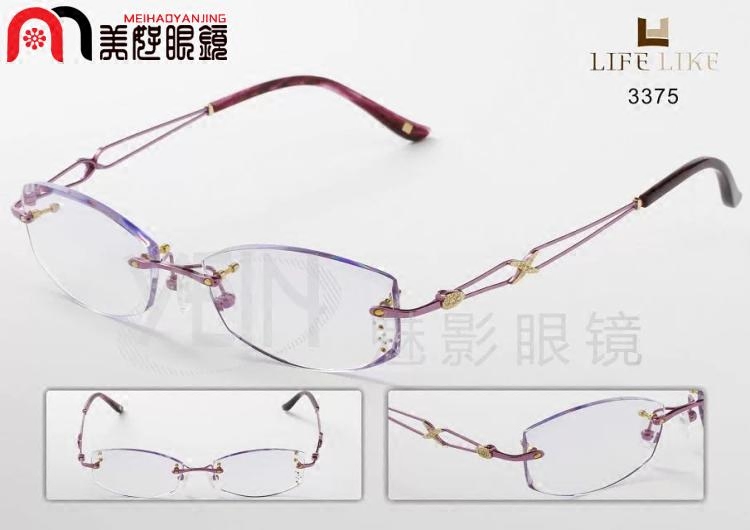 正品凡客生活切边镶钻无框架眼镜.定制近视眼镜3375