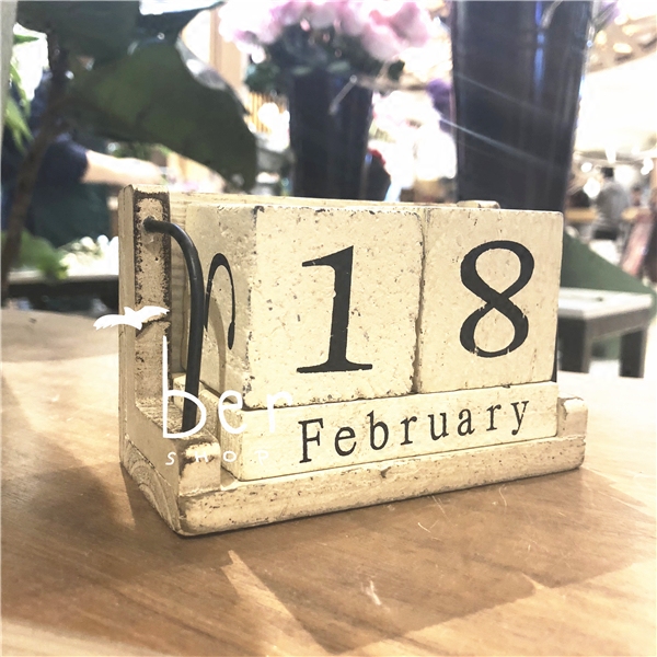 美式复古做旧木质日历 创意桌面摆件 拍摄道具工艺品