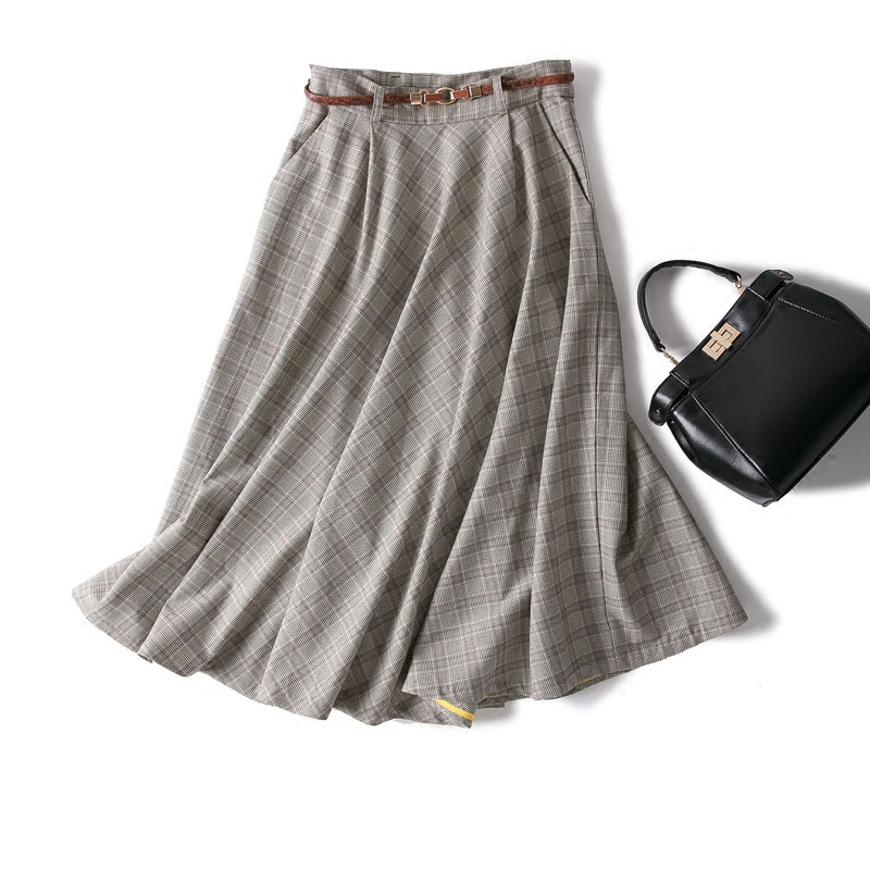 18春夏复古优雅气质高腰显瘦撞色千鸟格子大裙摆半身裙蓬蓬伞裙女在类目 女装/女士精品, 半身裙中 - 来自Buy2taobao.com提供专业的淘宝代购服务