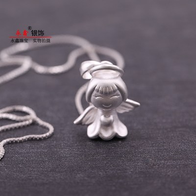 纯银吊坠正品韩版简约小天使短款