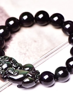 天然黑曜石貔貅手链