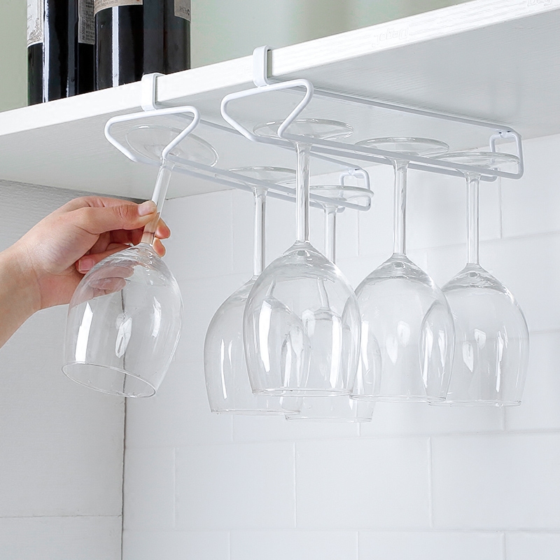 铁艺厨柜挂架免钉收纳架欧式酒瓶架红酒架红酒杯架葡萄酒高脚杯架