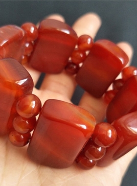 红色玛瑙饰品细腻男士玉手链