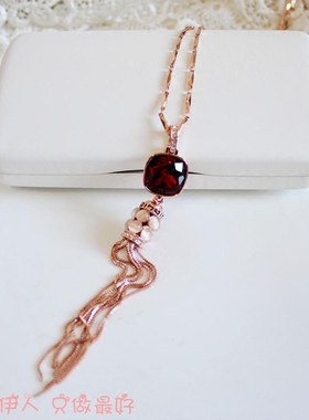 多彩仿猫眼石防过敏毛衣链包邮