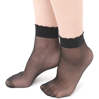 MANZI 2100 Manzi 20D Ruffled Đen Thin Vớ ngắn Vớ nữ màu rắn đầy đủ mười đôi - Vớ vớ trắng