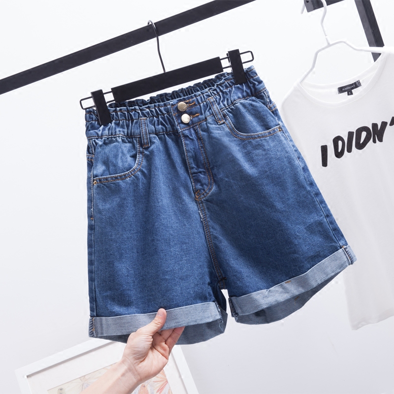 XL Summer wear Elastic waist cowboy shorts Korean Edition Fat sister 2019 new pattern summer Paige Broad leg Hot pantsin the Women's clothing/Boutique , Large size women  category - from Buy2taobao.com to provide professional Taobao agent buy service