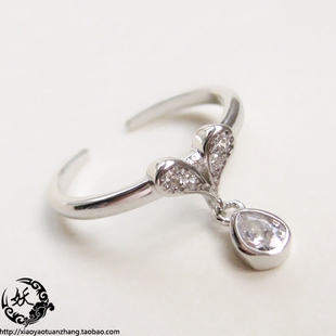 你是我心头的小水滴 925纯银戒指 开口可调节 细款尾戒 转运 女款