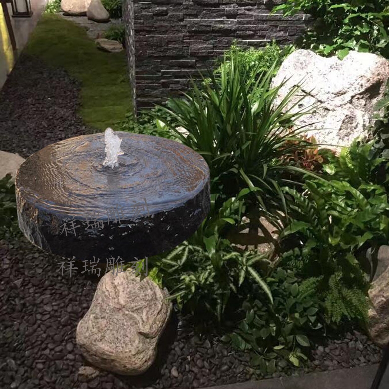 石雕喷泉水景观石头户外花园庭院水池装饰雕塑石材室内流水钵摆件