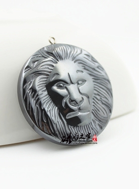 diy黑胆石狮子头饰品项链吊坠