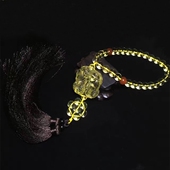 天然黄水晶貔貅车挂 貔貅黄水晶雕刻车饰 黄水晶皮丘车挂件