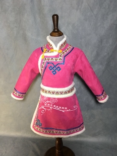蒙古袍儿童秋冬季日常民族生活装女孩演出服女童蒙族服装新品