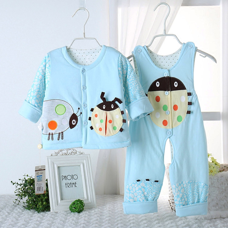 【特价】偶园婴儿宝宝新生春秋装纯棉薄款夹棉男女服装背带裤外套