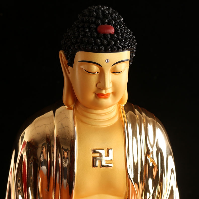 宝成佛具台湾宝华铜佛像阿弥陀佛纯铜鎏金西方三圣居家供奉摆件