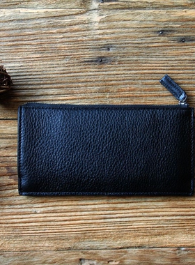 进口头层牛皮钱包真皮拉链钱包长款超薄钱包可放iphonePlus大容量