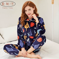 Mùa thu và mùa đông quần áo flannel cotton phụ nữ mang thai đồ ngủ sau sinh cho con bú dịch vụ tại nhà phù hợp với quần áo cho ăn - Giải trí mặc / Mum mặc quần áo bầu