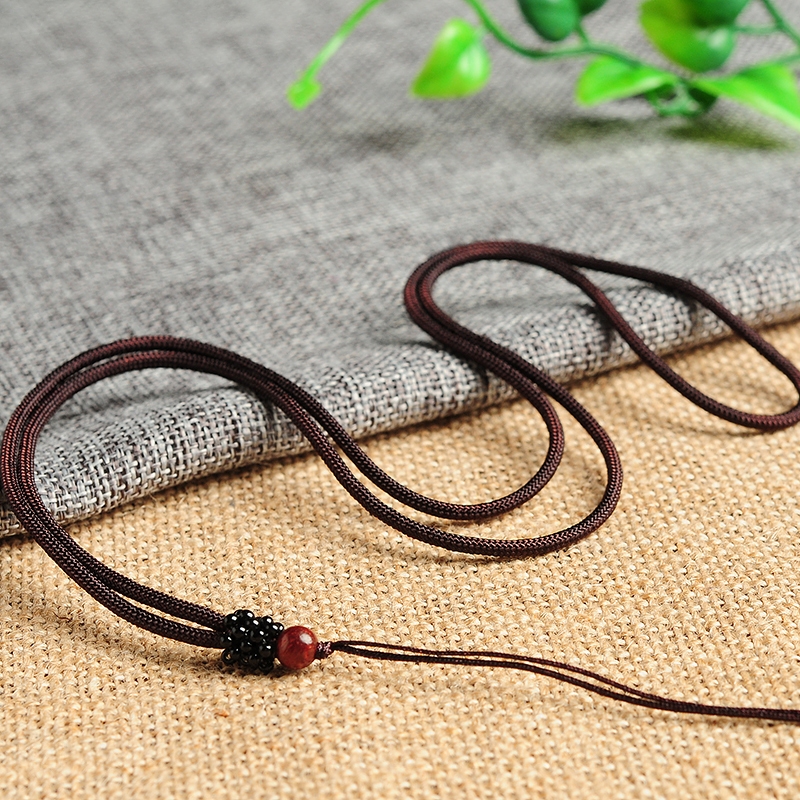 原创diy编织木珠半黑玻璃珠串珠吊坠绳 玉器饰品挂绳手编挂件绳子